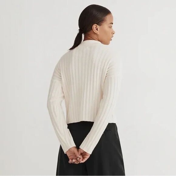 NWT Madewell Wool Blend Mockneck Crop Sweater in Antique Cream - Picture 2 of 6